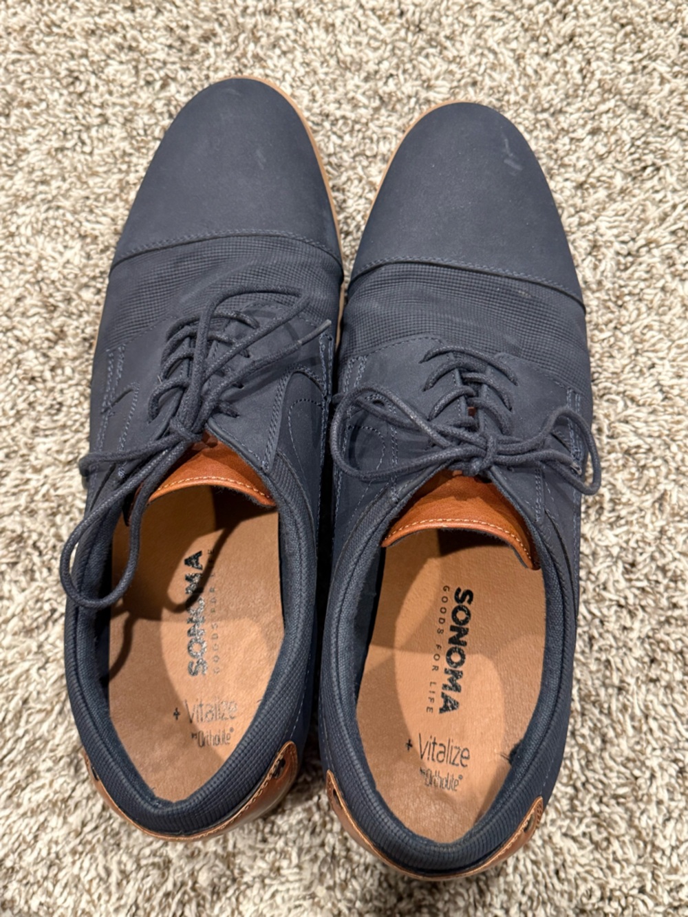Sonoma Men's Lace-Up Oxfords in Blue with Brown Insole Accent